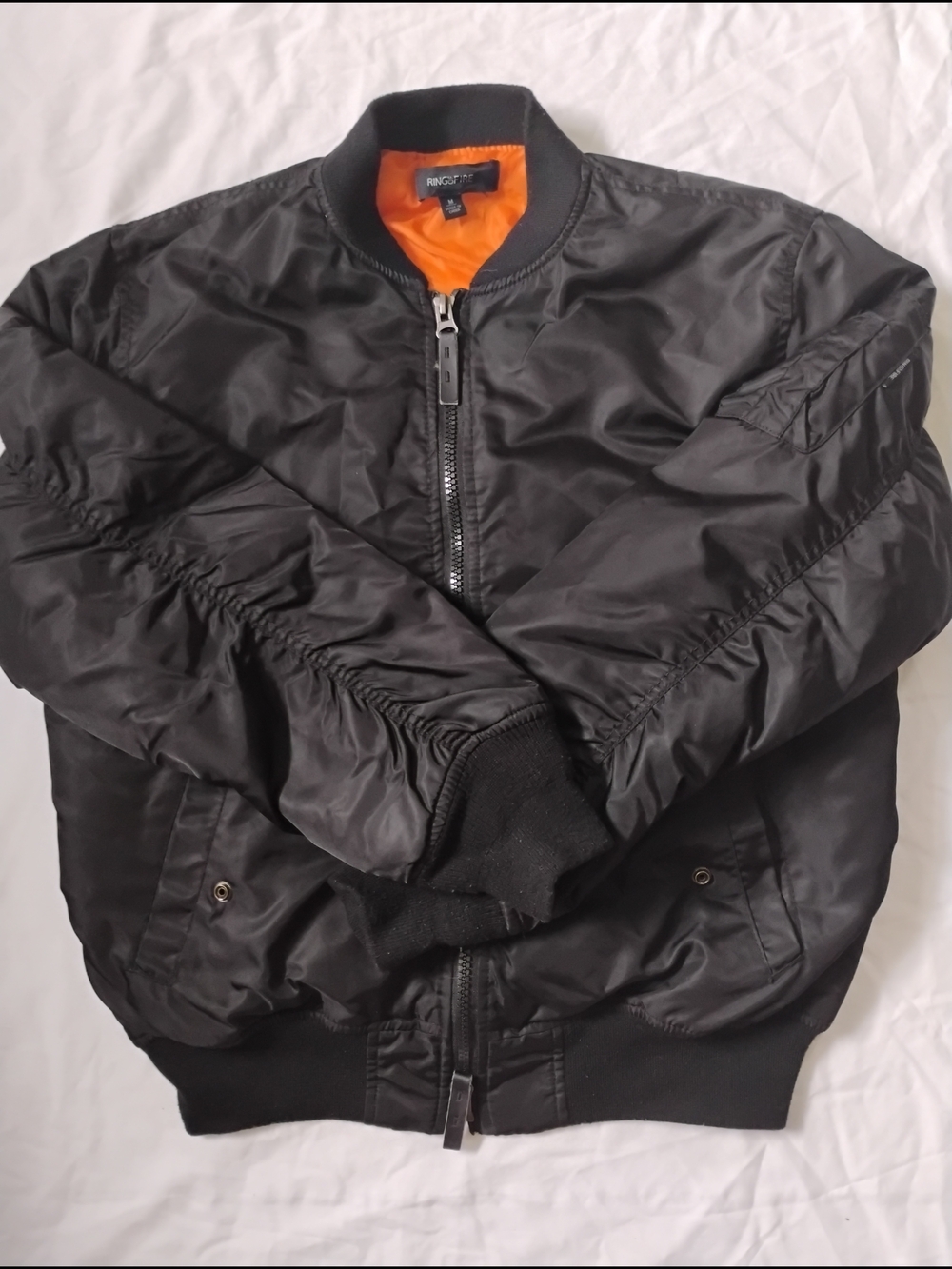 Ring Of Fire Women's Bomber Jacket Size Medium Black